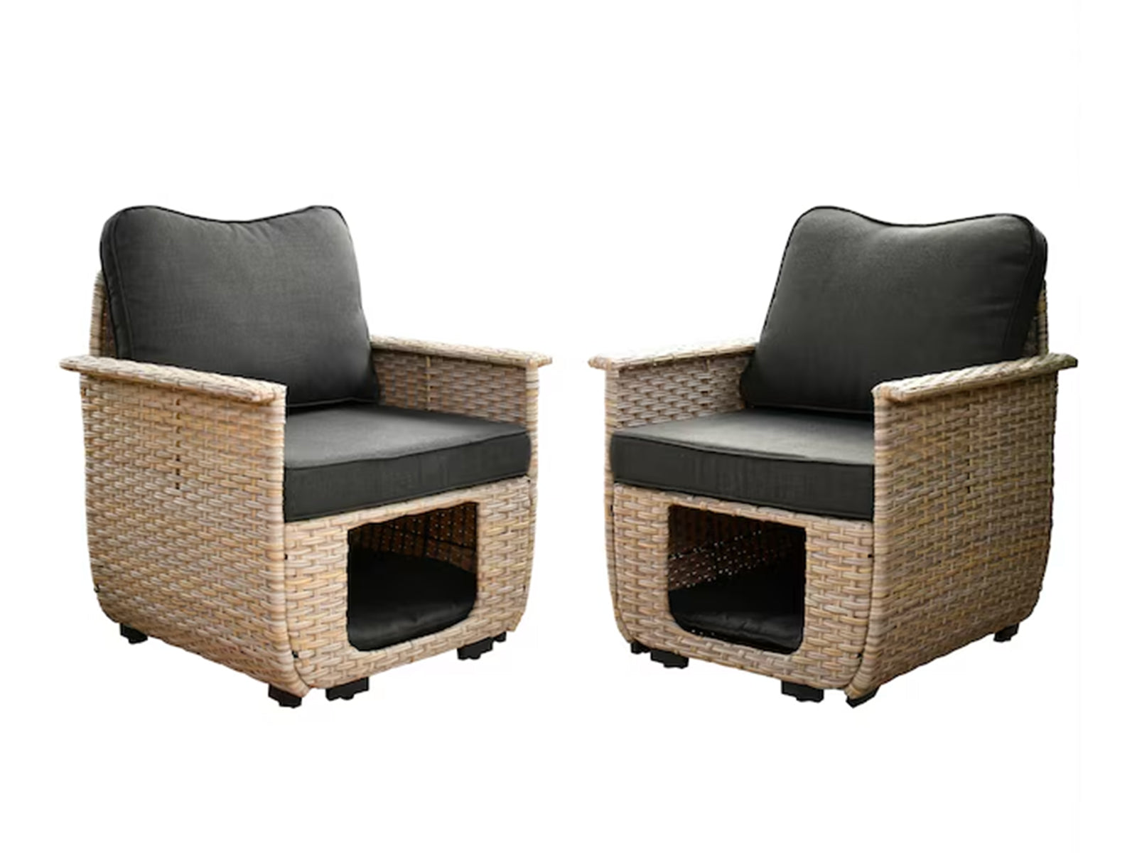 Aphrodite Patio Chair x2 Khaki+Black